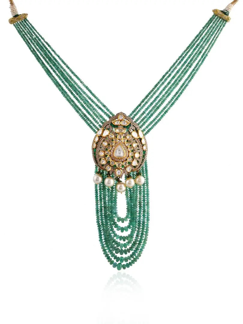 Jodha vilas pendant - Emerald
