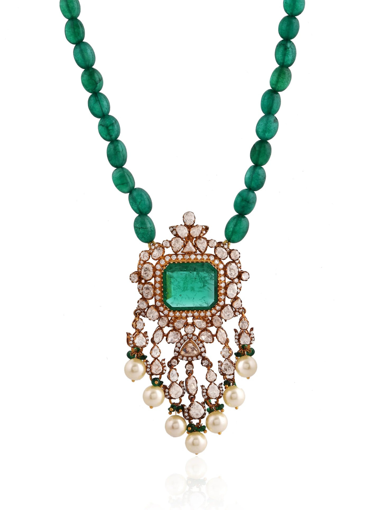 Padmaja emerald pendant - Polki Jewellery