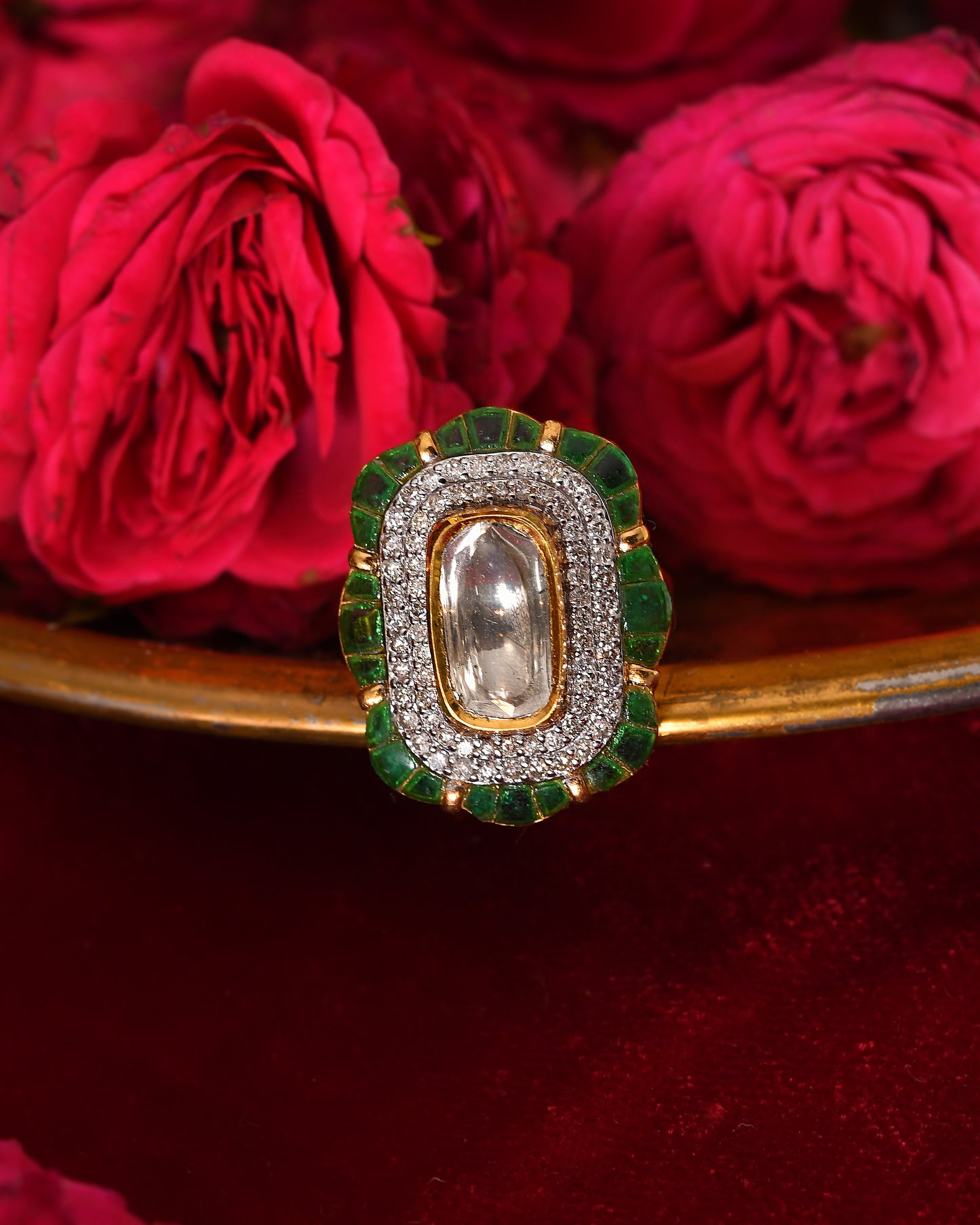 Ruhani polki emerald ring