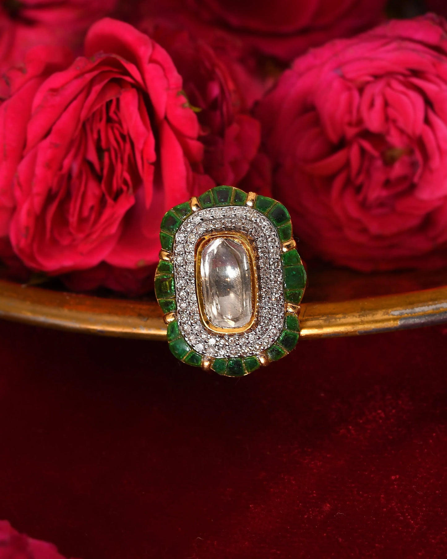 Ruhani polki emerald ring
