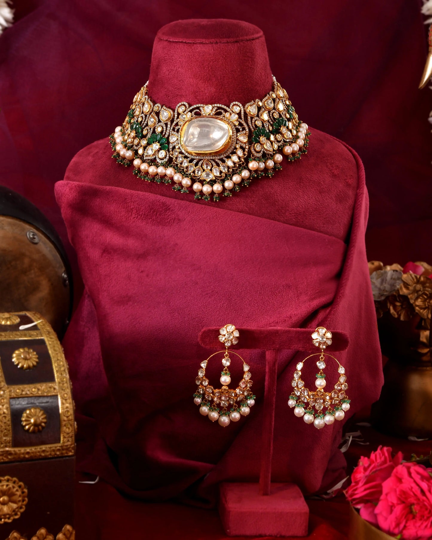 Rajwada polki balis - gold jewellery