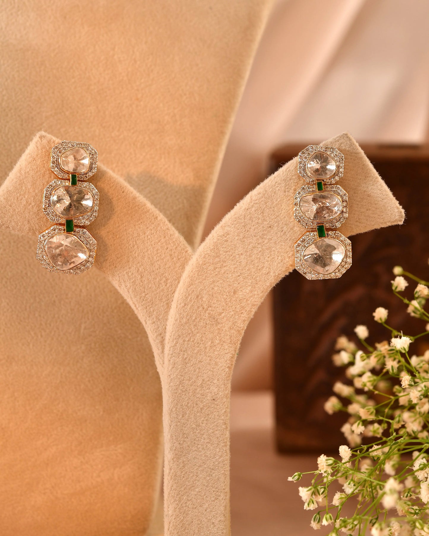Saba polki earrings - polki diamond jewellery