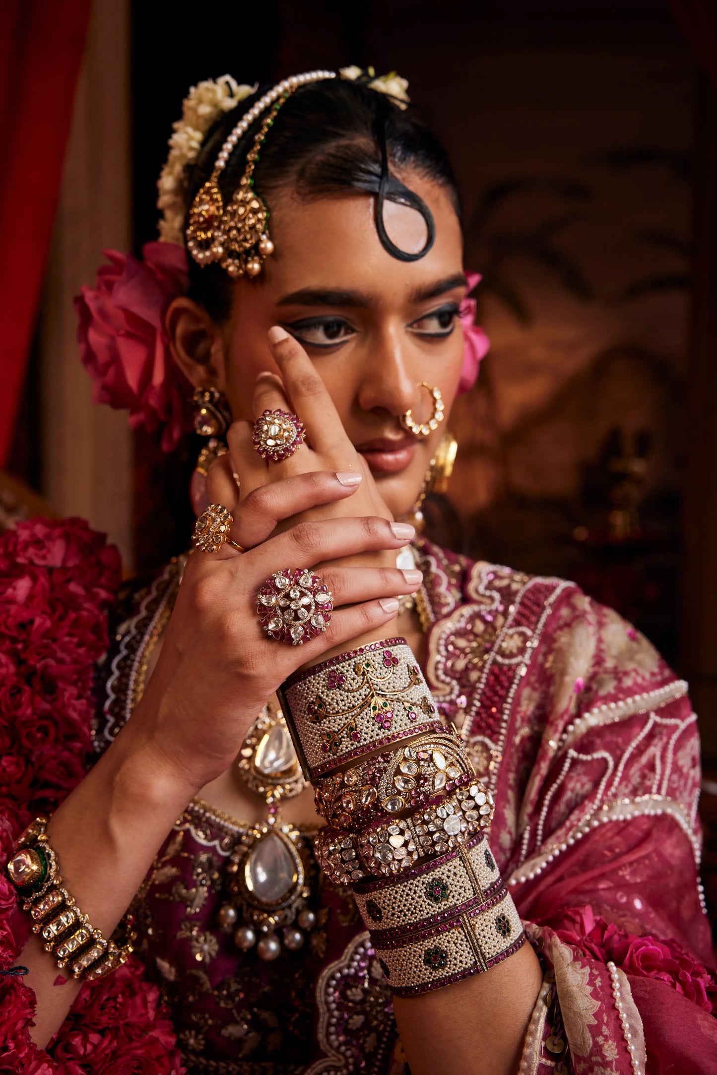 Tarakashi polki bangle - gold jewellery