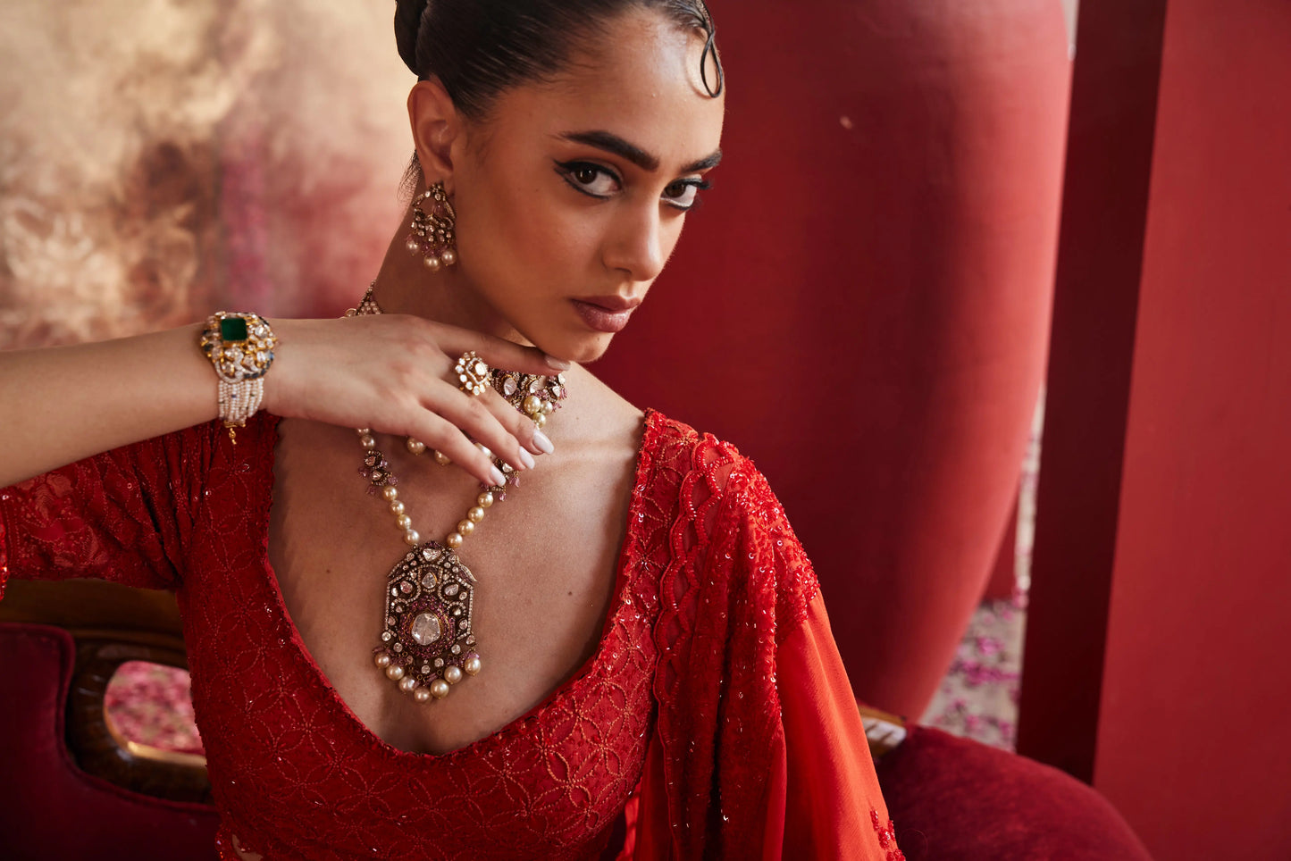 Emeralda polki bracelet - gold jewellery