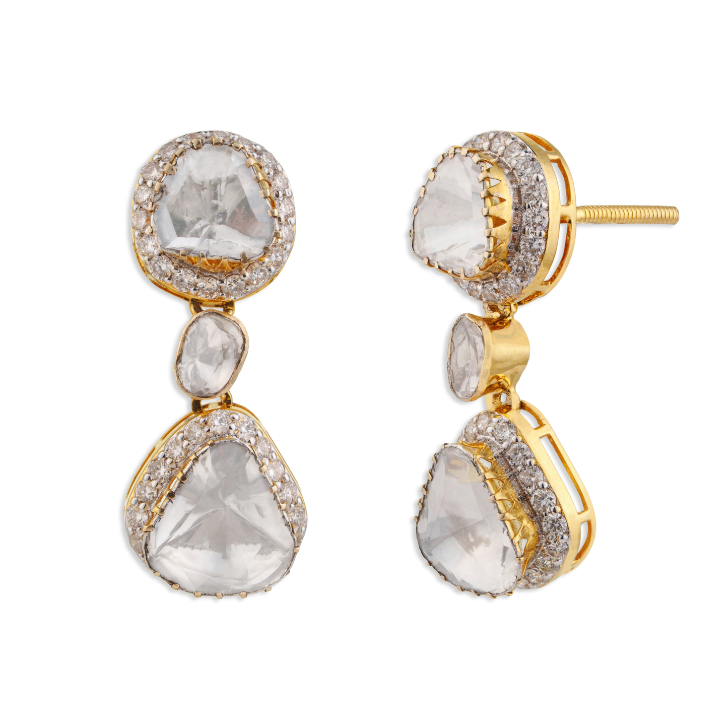 Mishya Polki Diamond Earrings – 14K Gold Luxury Jewellery | Jaipur Rajasthan Modern Minimal Design