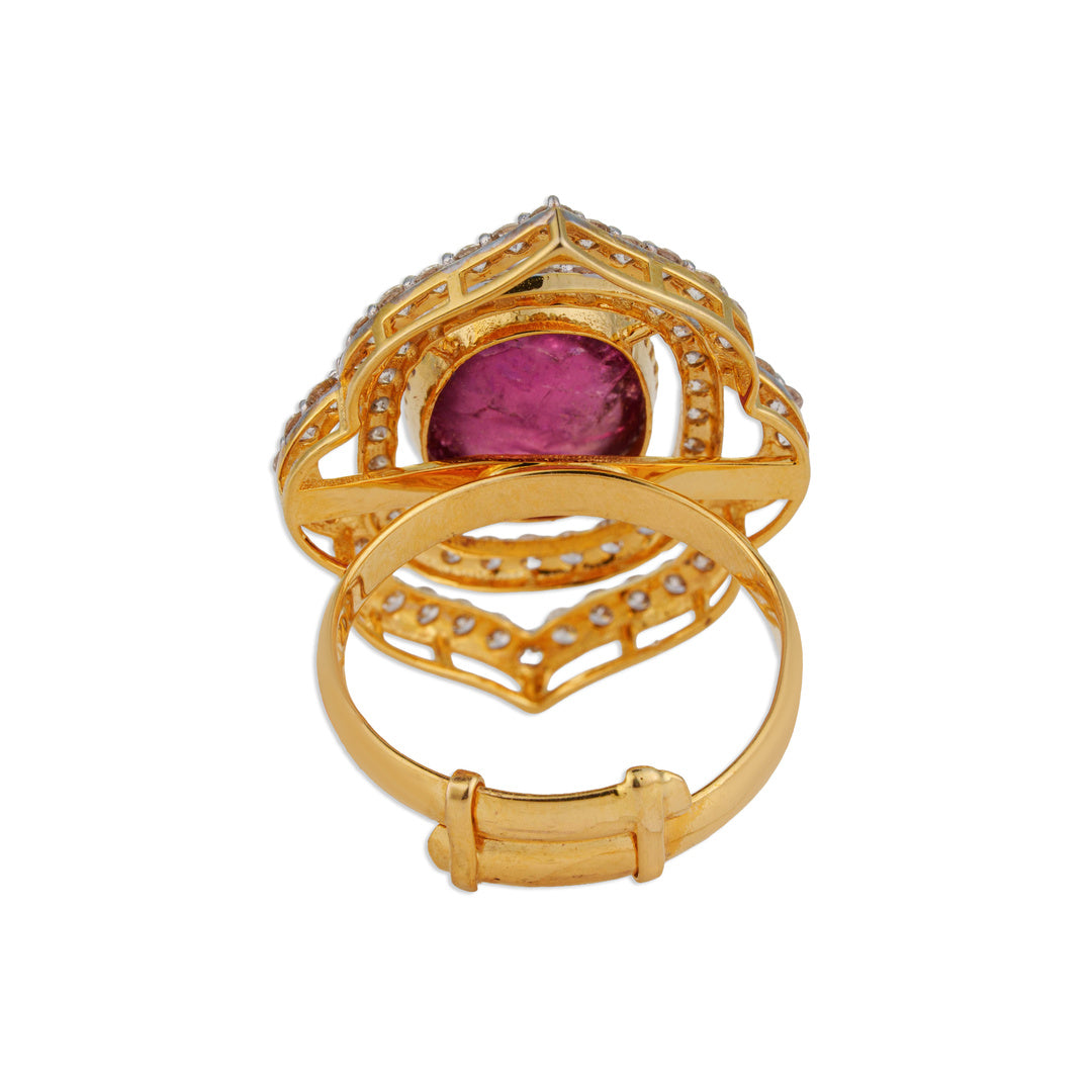 Mehraab Pink Tourmaline Mughal Arch Diamond Ring | Natural Tourmaline & Diamond Ring | Kala Johare