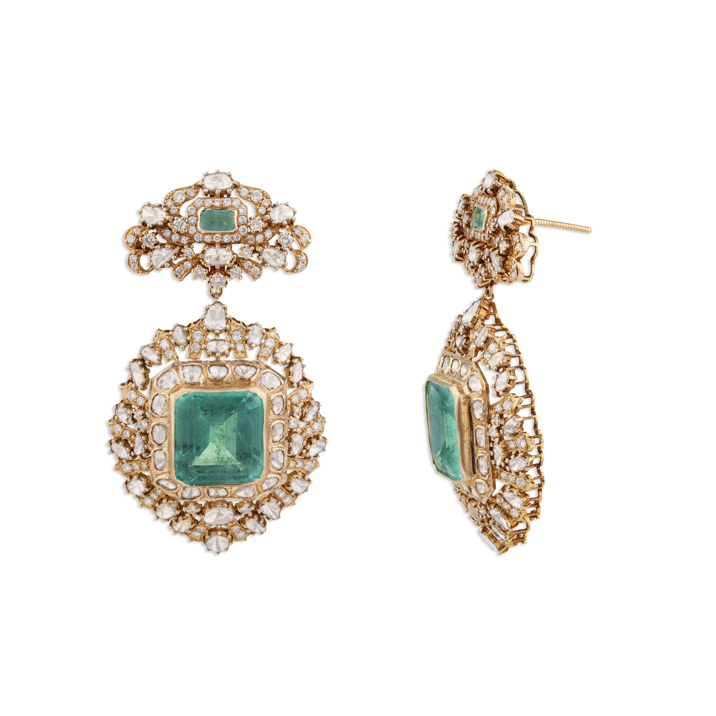Tajsi Polki Earrings – 14K Gold Bridal Jewellery | Jaipur Rajasthan Heritage Elegance Design