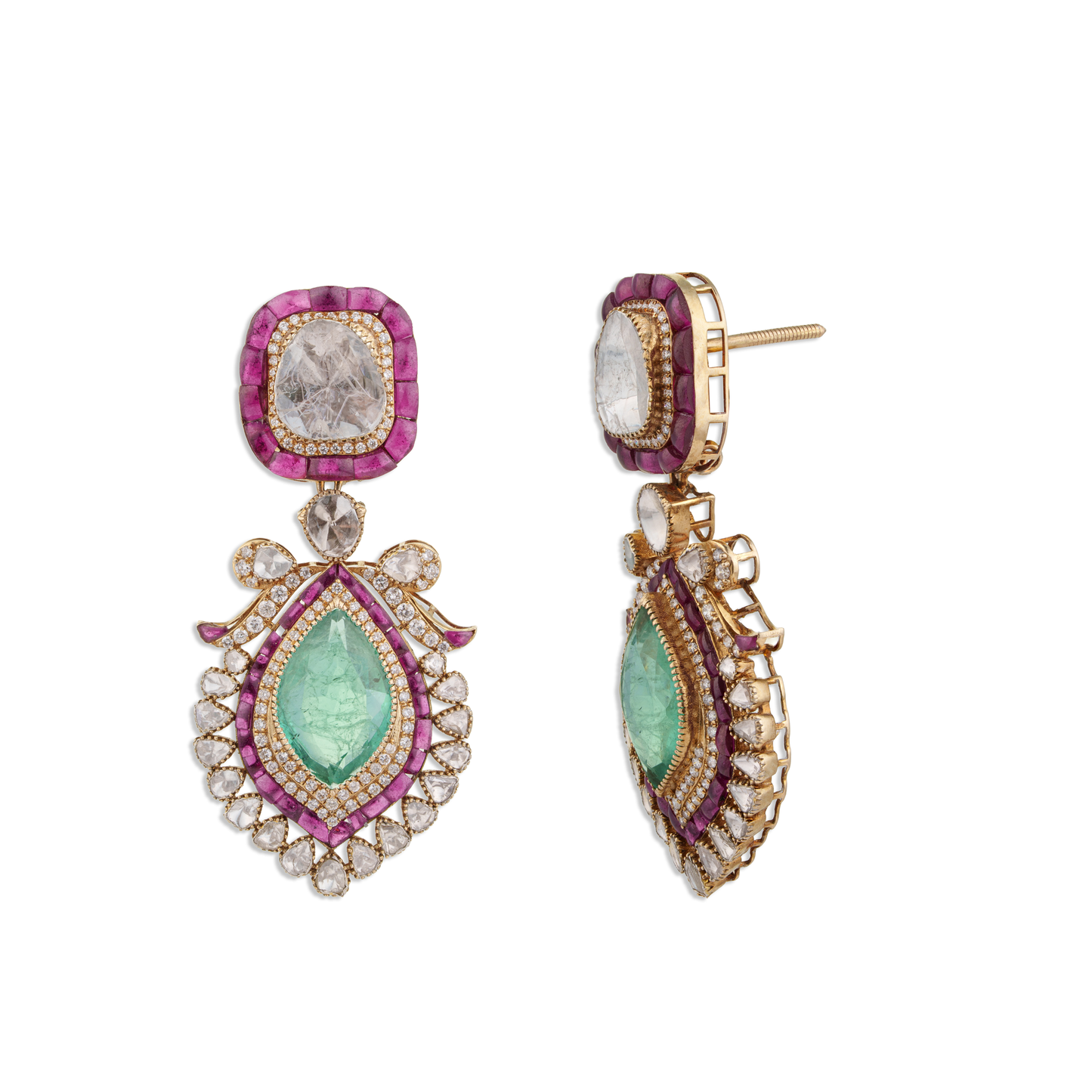 Zarina Diamond Earrings – 14K Gold Luxury Bridal Jewellery | Jaipur Rajasthan Royal Design