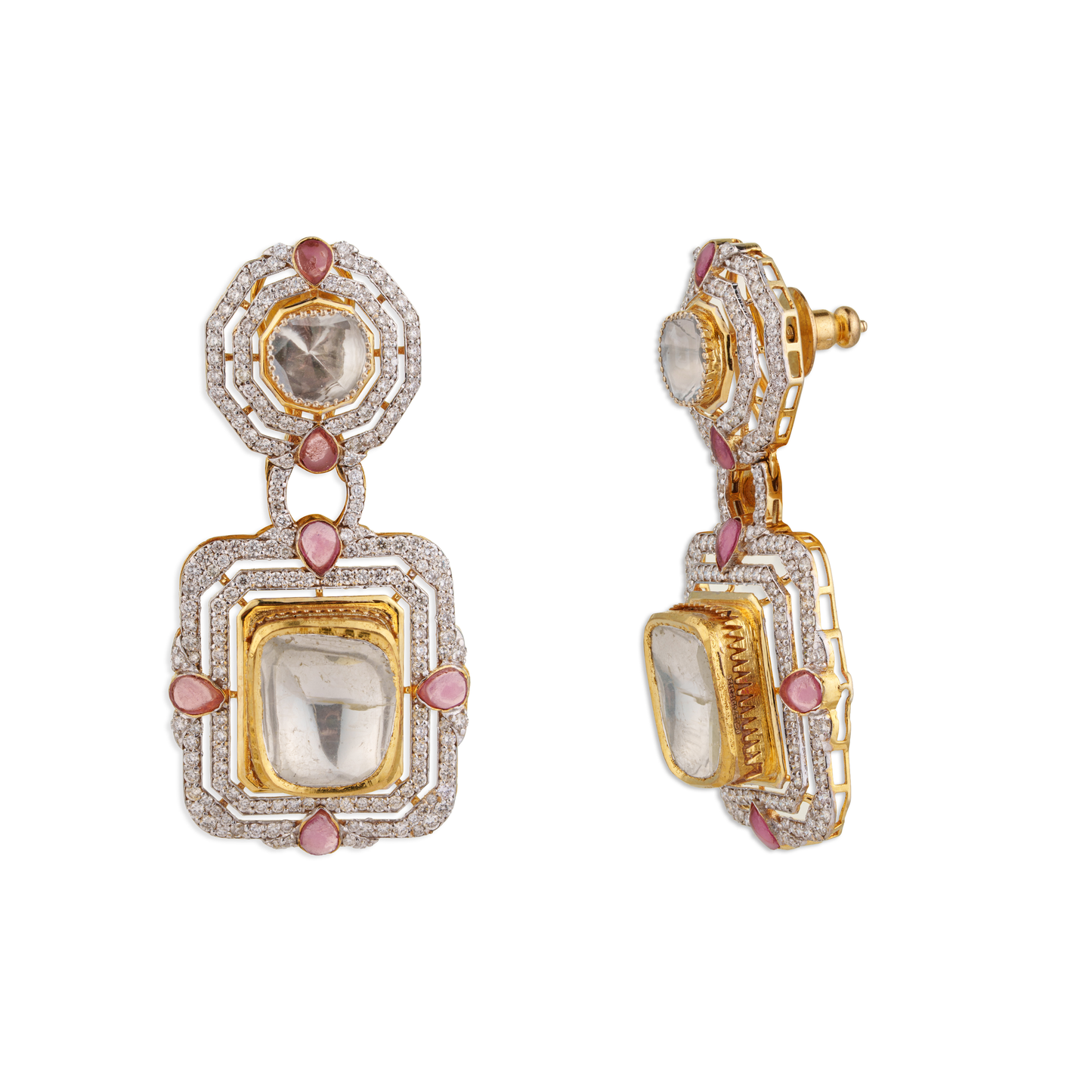 Zoya Jadau Polki Earrings – 18K Gold Royal Bridal Jewellery | Jaipur Rajasthan Heritage Design