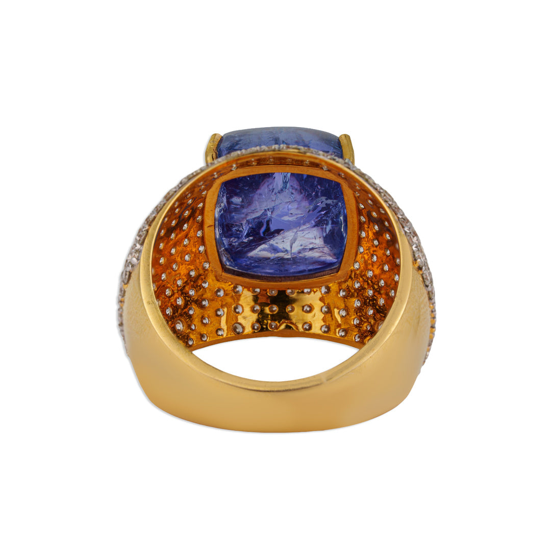 Neela Tanzanite Pave Diamond Ring | Natural Tanzanite & Diamond Ring | Kala Johare
