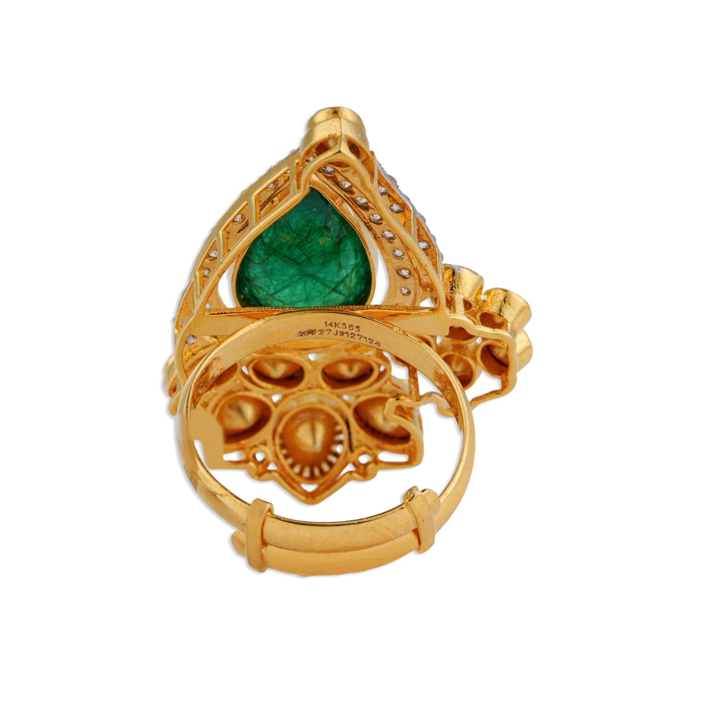 Zahra Emerald Polki Ring | Natural Emerald & Polki Diamond Ring | Kala Johare