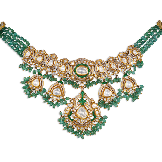 Anvitha Enamel Polki Bridal Choker – 14K Gold Diamond  | Jaipur Rajasthan Heritage Design