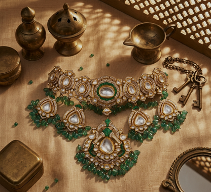 Anvitha Enamel Polki Bridal Choker – 14K Gold Diamond  | Jaipur Rajasthan Heritage Design