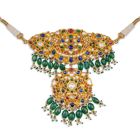 Brahana Gold Polki Choker – Jaipur Kundan Polki Choker | Pearl Choker