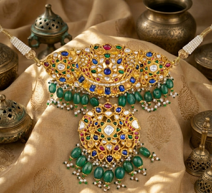 Brahana Gold Polki Choker – Jaipur Kundan Polki Choker | Pearl Choker