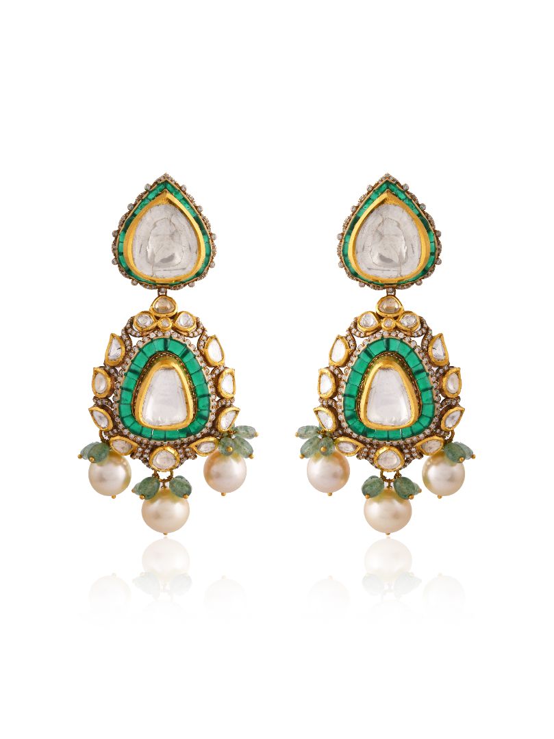 Mahika mesh emerald earrings