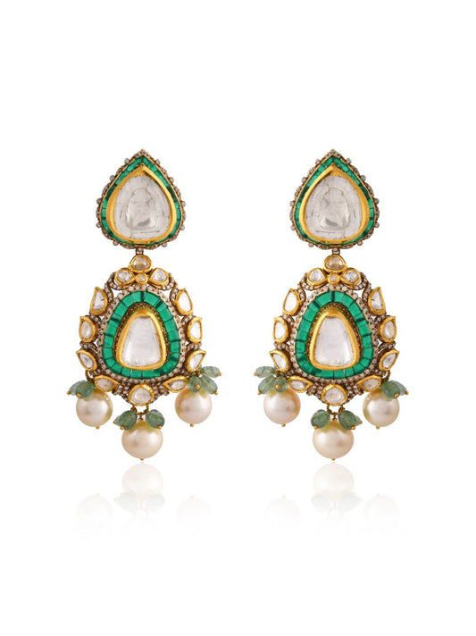 Mahika mesh emerald earrings