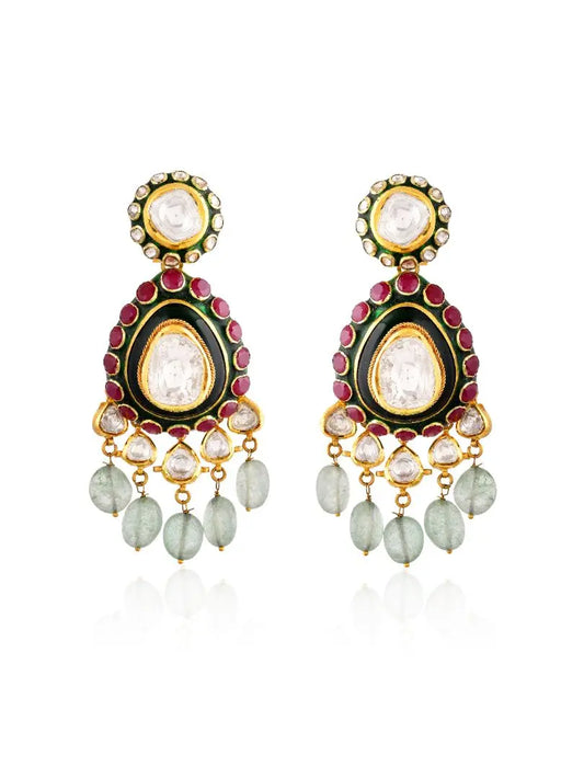 Mayuri polki earrings - polki jewellery
