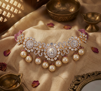 Bridal Polki Diamond Choker Necklace with Pink Gemstones – Luxury Wedding Statement Jewellery | Kala Johare Rajasthan