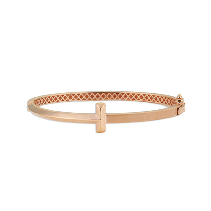 Crystal Charm Gold Kada – 14K T-Motif Cuff Bracelet | Minimal Quiet Luxury Everyday Jewellery