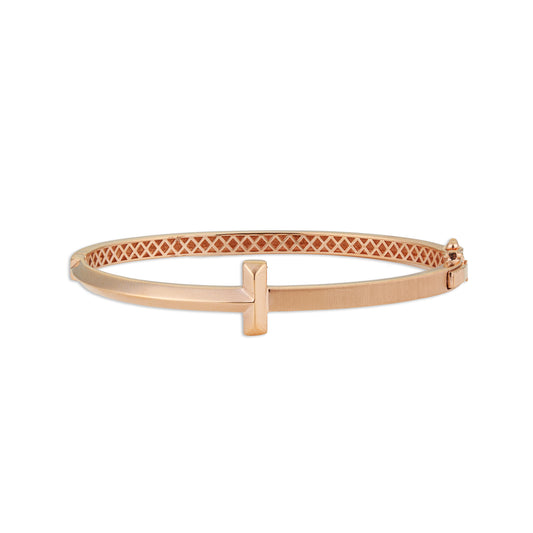 Crystal Charm Gold Kada – 14K T-Motif Cuff Bracelet | Minimal Quiet Luxury Everyday Jewellery