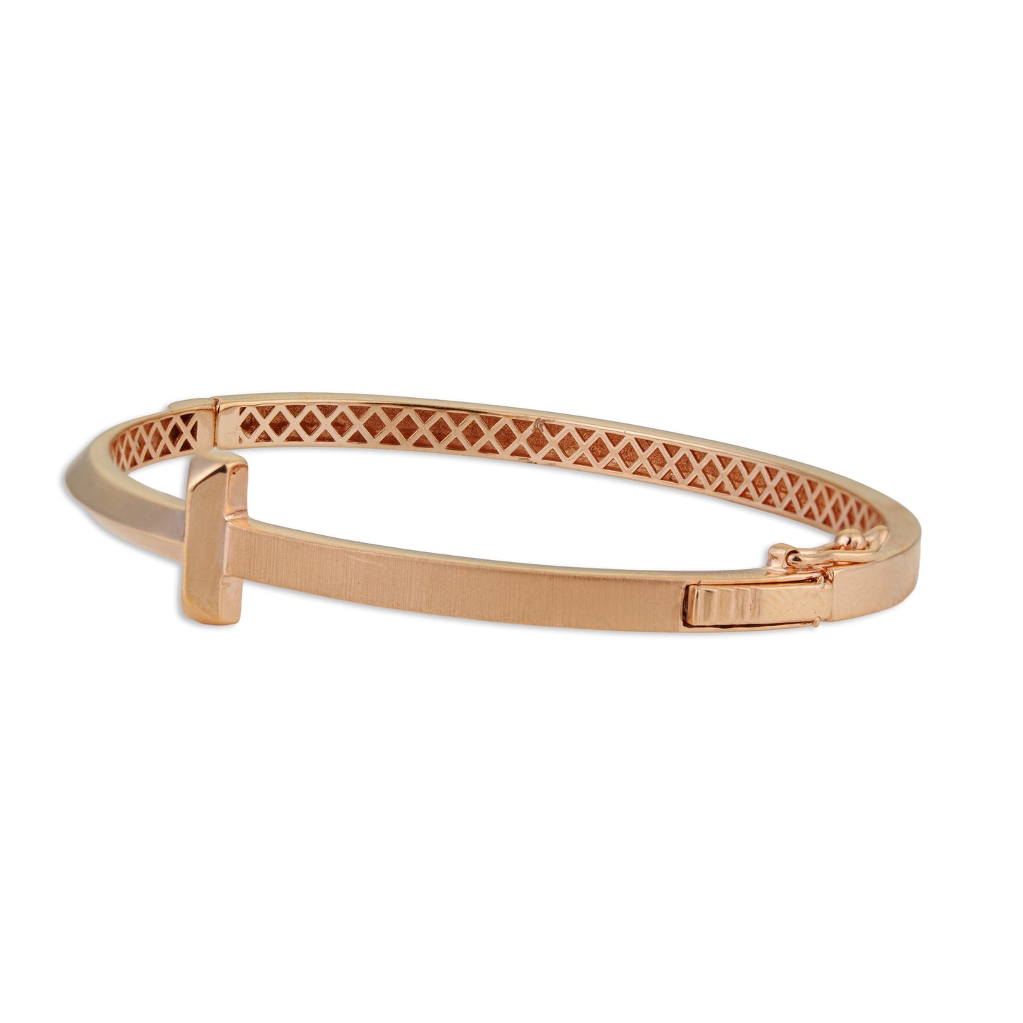 Crystal Charm Gold Kada – 14K T-Motif Cuff Bracelet | Minimal Quiet Luxury Everyday Jewellery