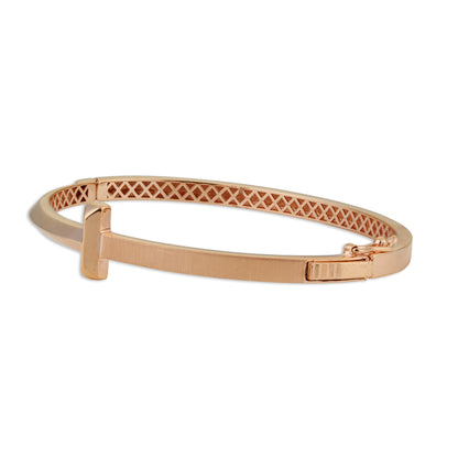 Crystal Charm Gold Kada – 14K T-Motif Cuff Bracelet | Minimal Quiet Luxury Everyday Jewellery