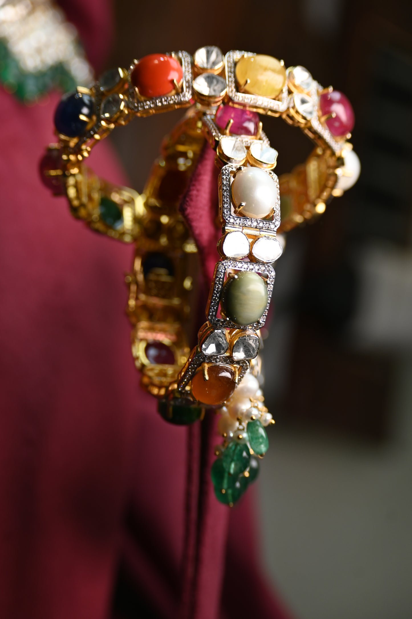 Navratan polki bracelet