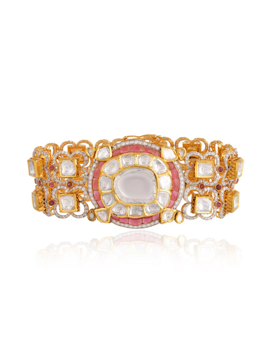 Aadhya Polki Bracelet – 14K & 24K Gold Jaipur Polki Diamond Jewellery | Rajasthan Heritage Bracelet