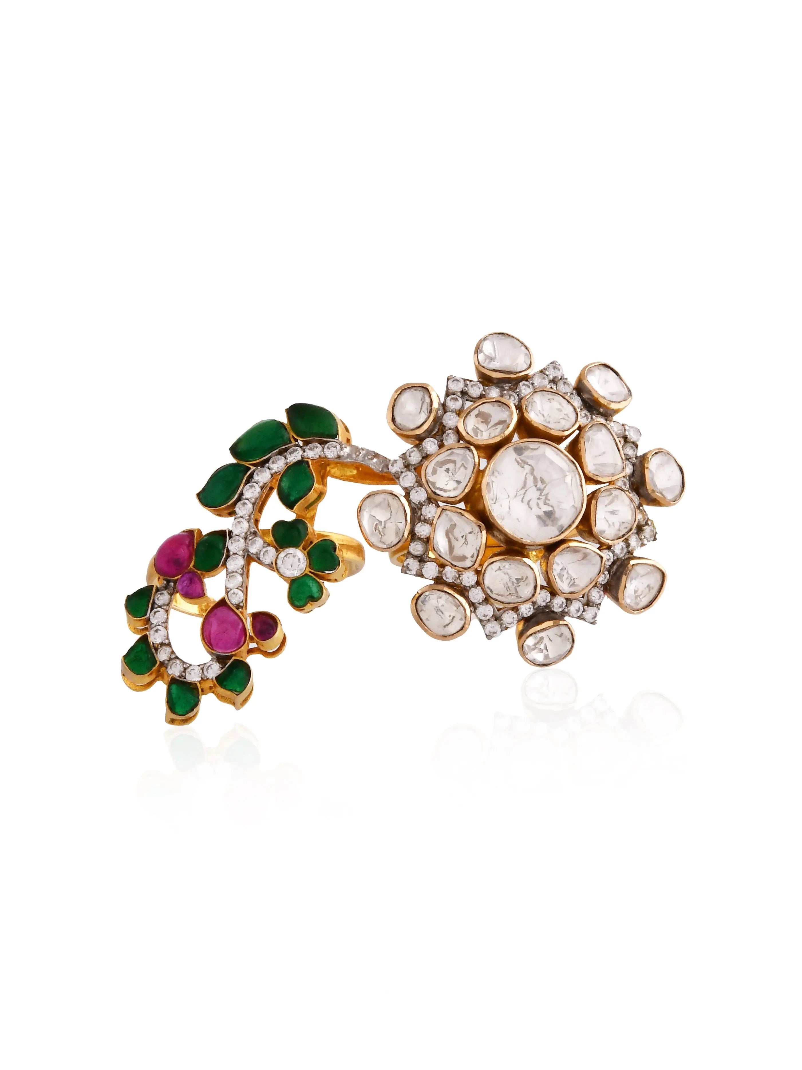 Rajputana Polki Diamond Ring – 14K Gold Royal Statement Jewellery | Ja ...