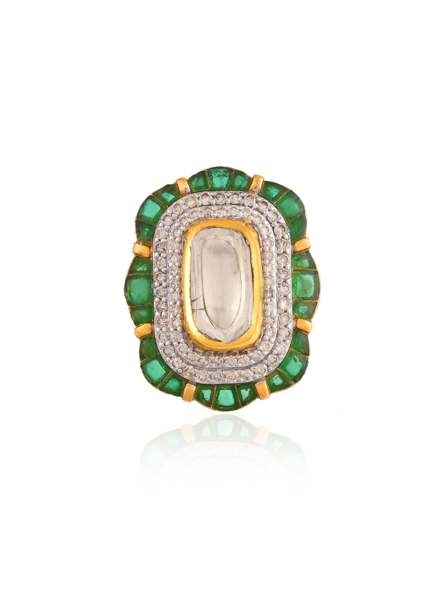 Ruhani polki emerald ring