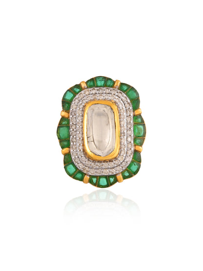 Ruhani polki emerald ring
