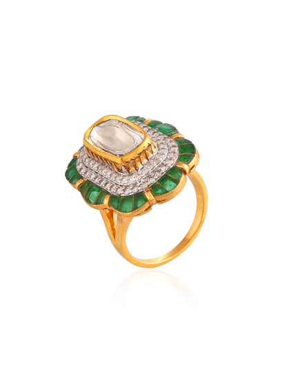 Ruhani polki emerald ring