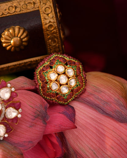 Rajwada polki floral ring