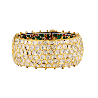 Devika Jadau Polki Kada – 18K Gold Meenakari Bridal Kada | Royal Maharaja Style Wedding Jewellery