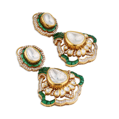 Indrani Jadau Kundan Polki Earrings – 18K Gold Bridal Jewellery | Jaipur Rajasthan Royal Heirloom Design