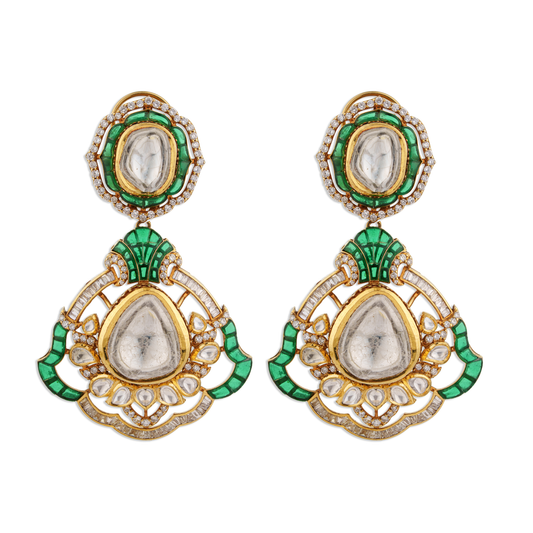 Indrani Jadau Kundan Polki Earrings – 18K Gold Bridal Jewellery | Jaipur Rajasthan Royal Heirloom Design