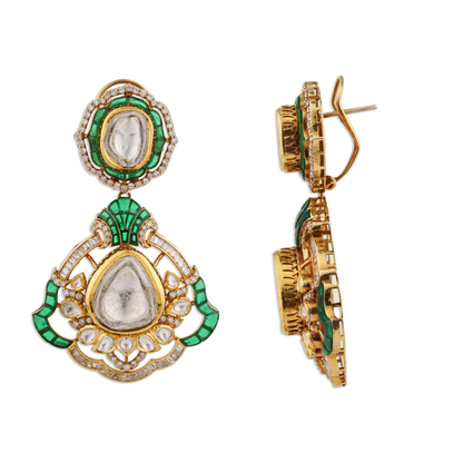 Indrani Jadau Kundan Polki Earrings – 18K Gold Bridal Jewellery | Jaipur Rajasthan Royal Heirloom Design