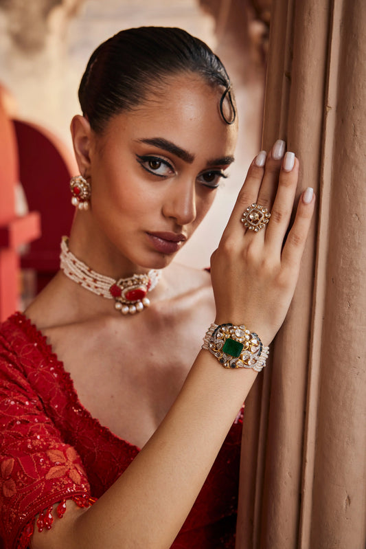 Emeralda polki bracelet - gold jewellery