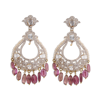 Karika Polki Diamond Earrings – 14K Gold  Bridal Jewellery | Jaipur Rajasthan Royal Classic Design