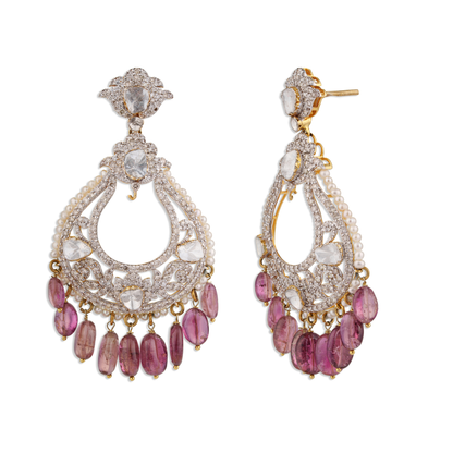 Karika Polki Diamond Earrings – 14K Gold  Bridal Jewellery | Jaipur Rajasthan Royal Classic Design