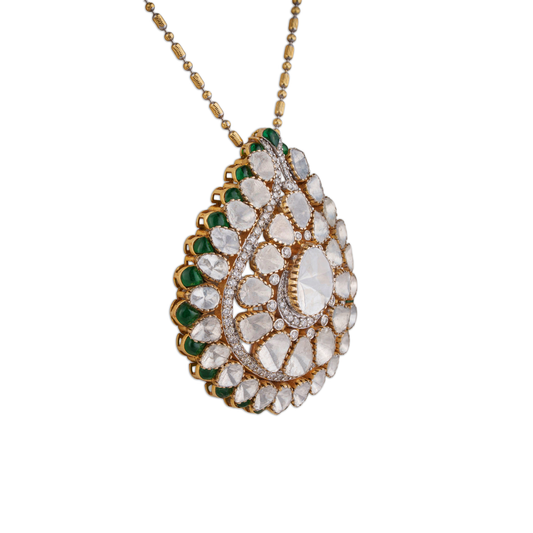 Kunwariya Polki Chain Pendant - Polki Diamond Jewellery