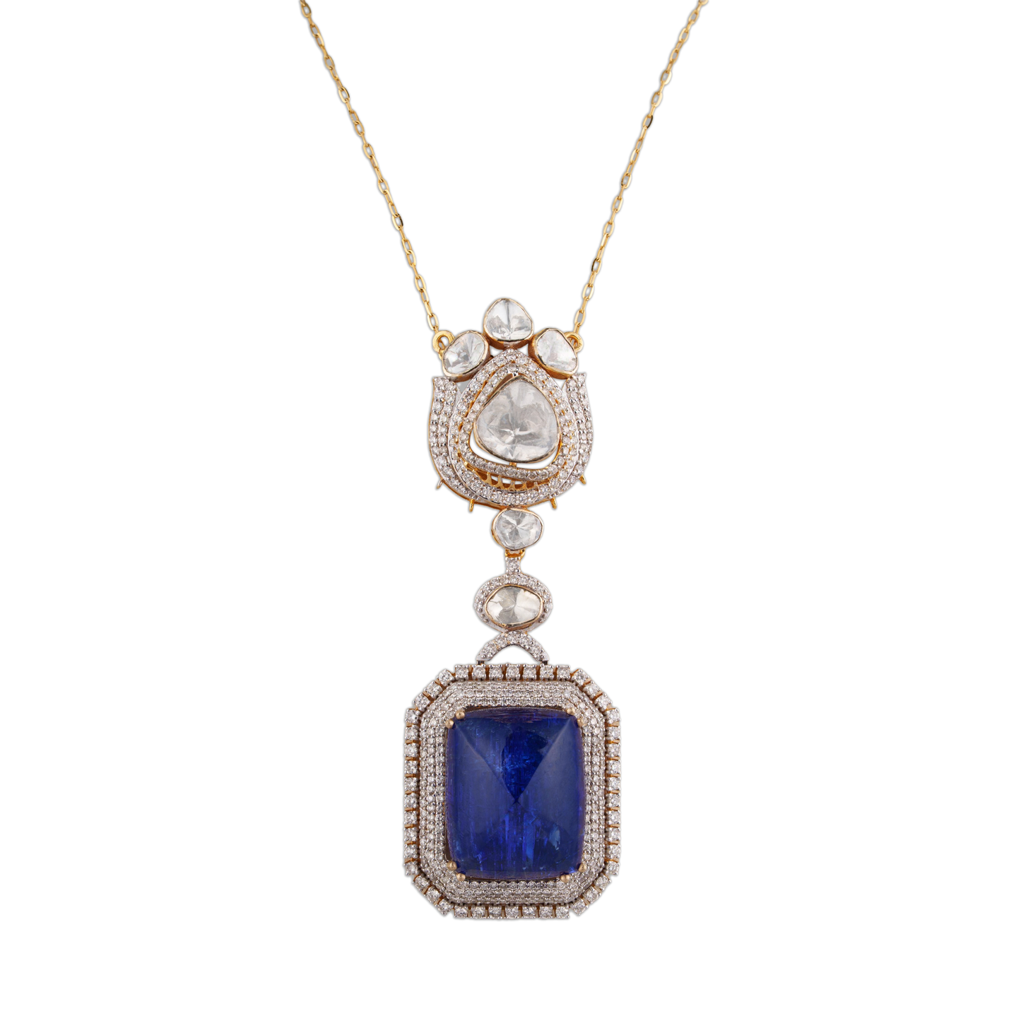 Kunwariya Polki Chain Pendant - Polki Diamond Jewellery