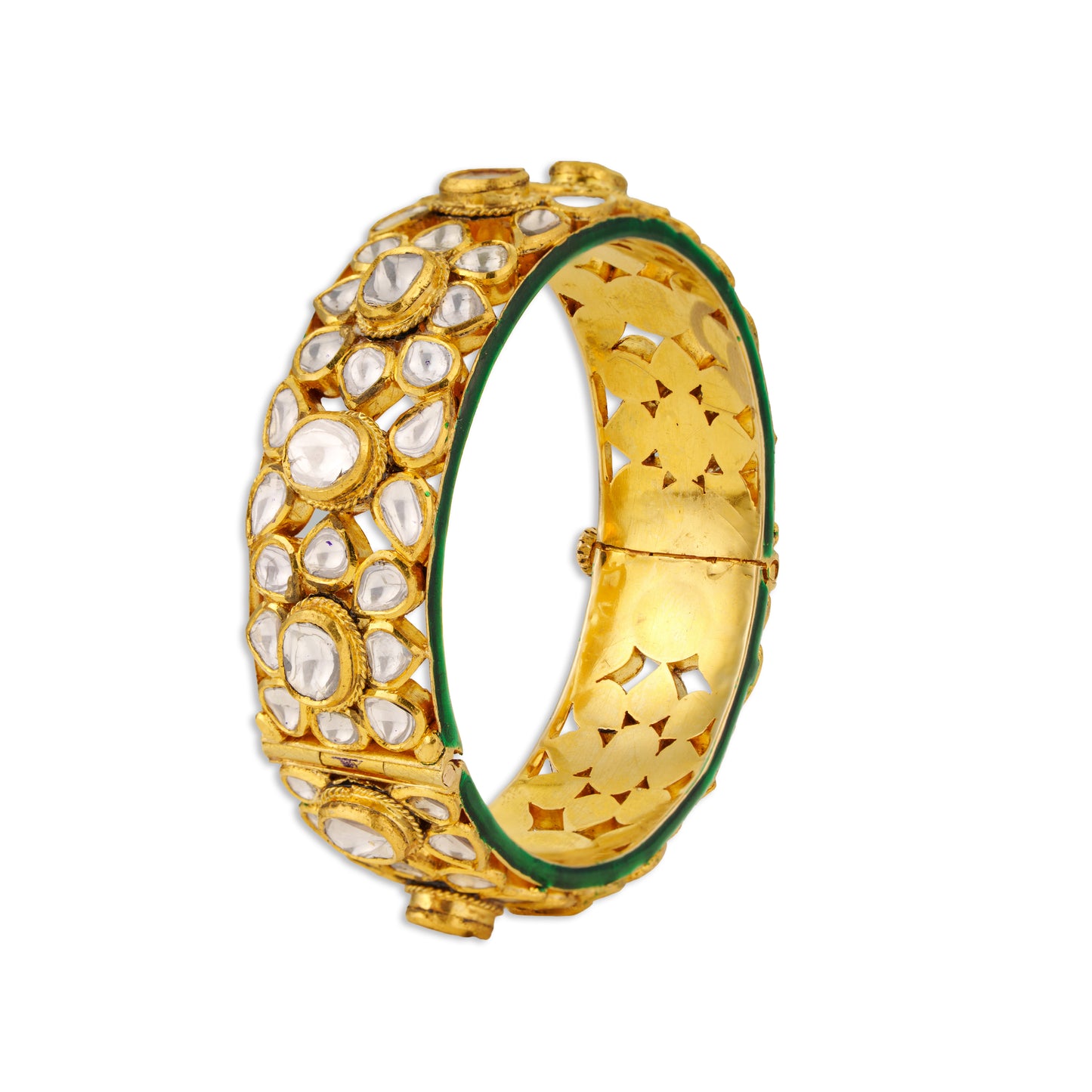 Lavanya Jadau Polki Kada – 18K Gold Floral Meenakari Bridal Bracelet | Traditional Wedding Jewellery