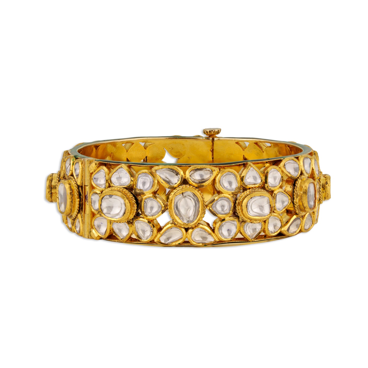 Lavanya Jadau Polki Kada – 18K Gold Floral Meenakari Bridal Bracelet | Traditional Wedding Jewellery