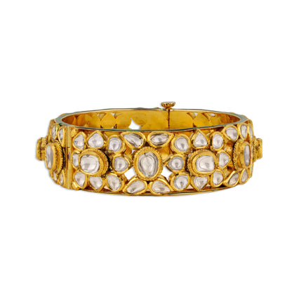Lavanya Jadau Polki Kada – 18K Gold Floral Meenakari Bridal Bracelet | Traditional Wedding Jewellery