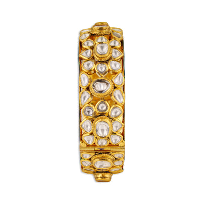Lavanya Jadau Polki Kada – 18K Gold Floral Meenakari Bridal Bracelet | Traditional Wedding Jewellery