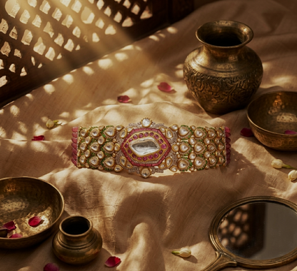 Luxury Gold Polki Choker with Uncut Diamonds & Ruby Beads – Royal Bridal Jewellery | Kala Johare Rajasthan