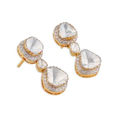 Mishya Polki Diamond Earrings – 14K Gold Luxury Jewellery | Jaipur Rajasthan Modern Minimal Design