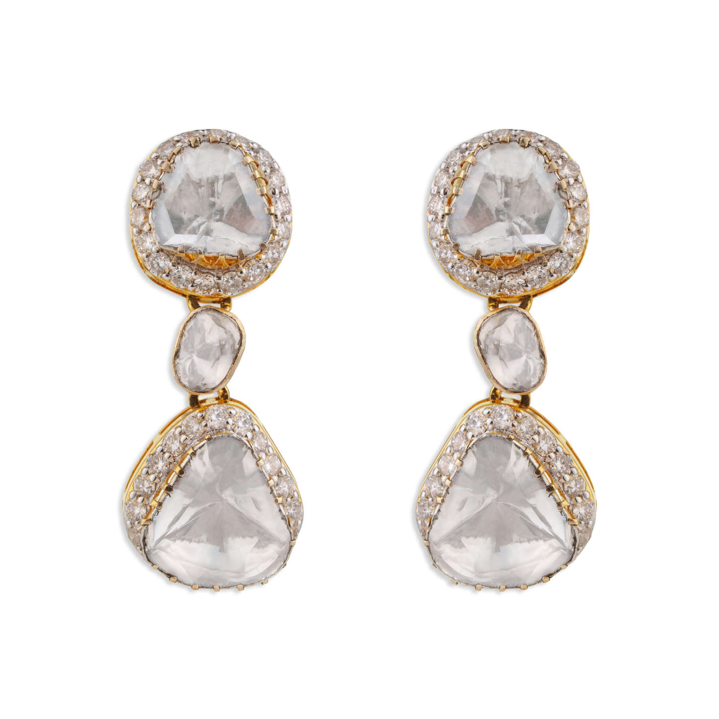Mishya Polki Diamond Earrings – 14K Gold Luxury Jewellery | Jaipur Rajasthan Modern Minimal Design